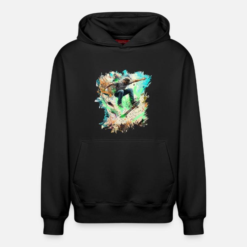 Skateboarding - Sweat à capuche unisexe décontracté en coton biologique – de SPREAD - noir