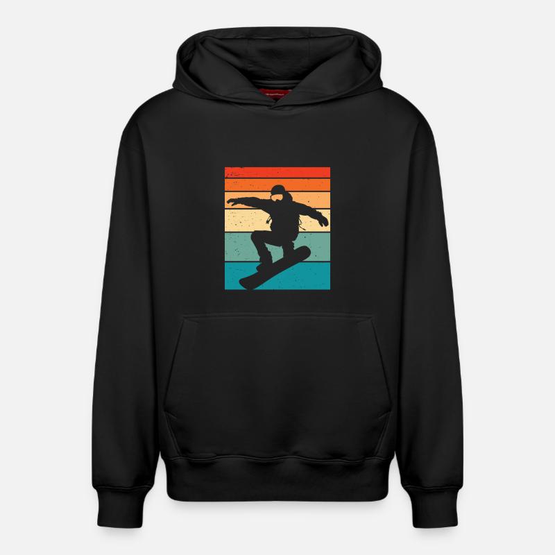 Snowboard rétro - Sweat à capuche unisexe décontracté en coton biologique – de SPREAD - noir