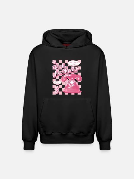 Call for Love Hotline Aesthetics - Relaxed Unisex Organic Hoodie – by SPREAD - black