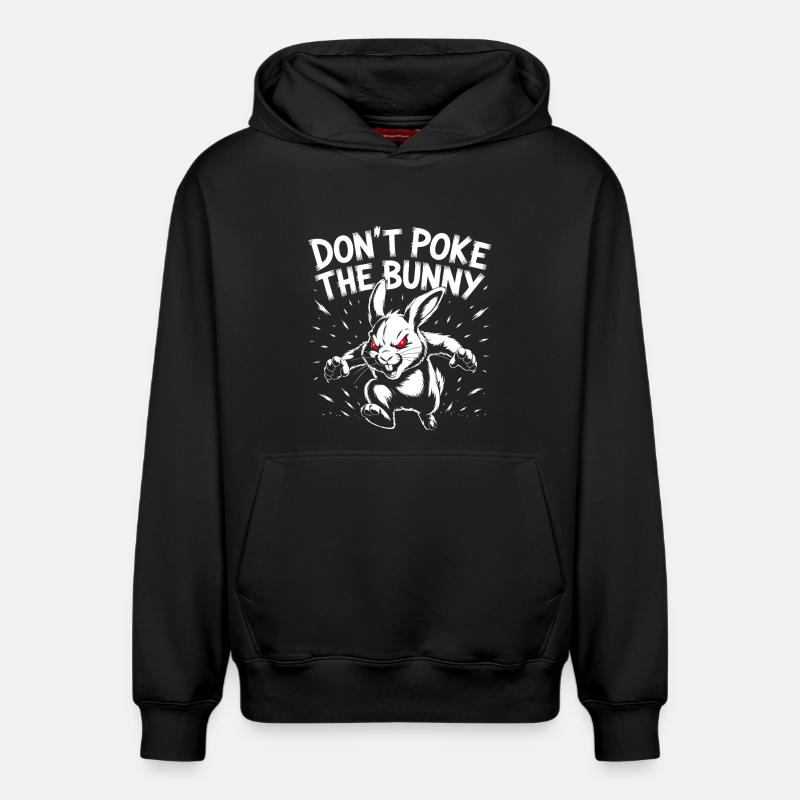 Wütender Hasen-Print mit Kampfgeist - Sweat à capuche unisexe décontracté en coton biologique – de SPREAD - noir