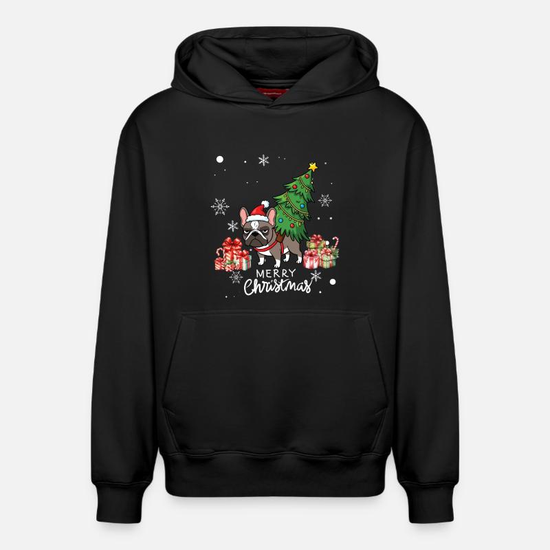 Chien Noël - Sweat à capuche unisexe décontracté en coton biologique – de SPREAD - noir