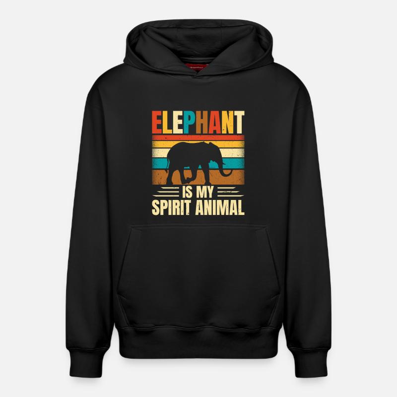 Éléphant - Sweat à capuche unisexe décontracté en coton biologique – de SPREAD - noir
