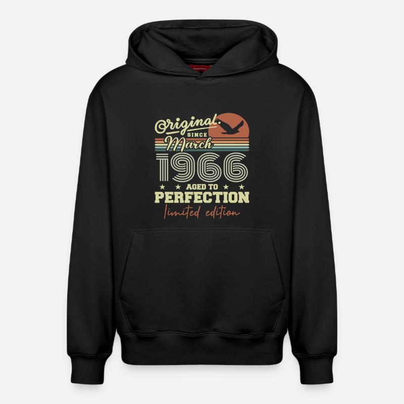 Anniversaire Mars 1966 - Sweat à capuche unisexe décontracté en coton biologique – de SPREAD - noir