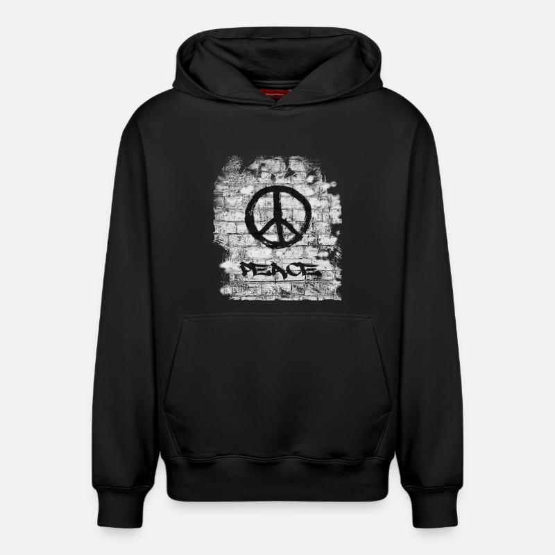 Peace - Sweat à capuche unisexe décontracté en coton biologique – de SPREAD - noir