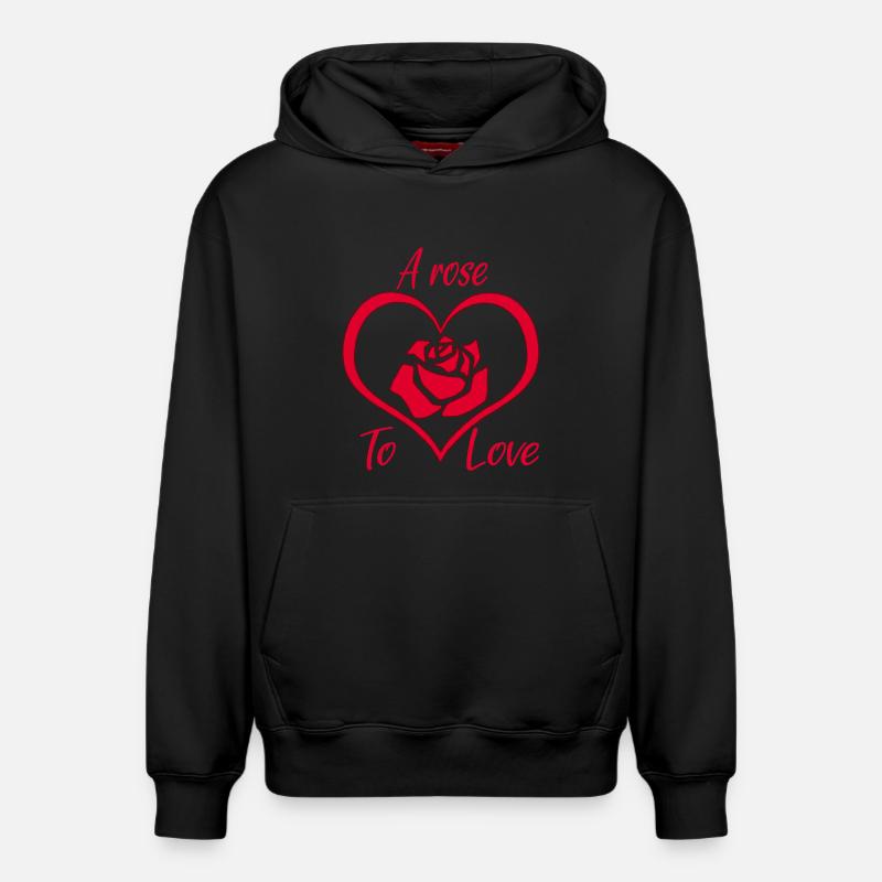 Une rose pour aimer - Sweat à capuche unisexe décontracté en coton biologique – de SPREAD - noir