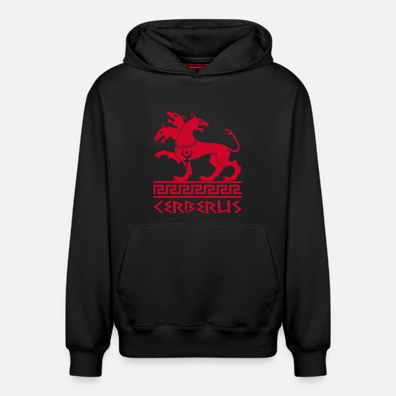 Chien cerbère rouge - Sweat à capuche unisexe décontracté en coton biologique – de SPREAD - noir