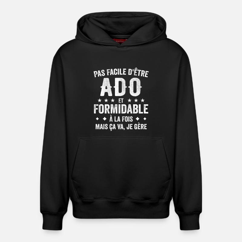 Ado Formidable - Sweat à capuche unisexe décontracté en coton biologique – de SPREAD - noir