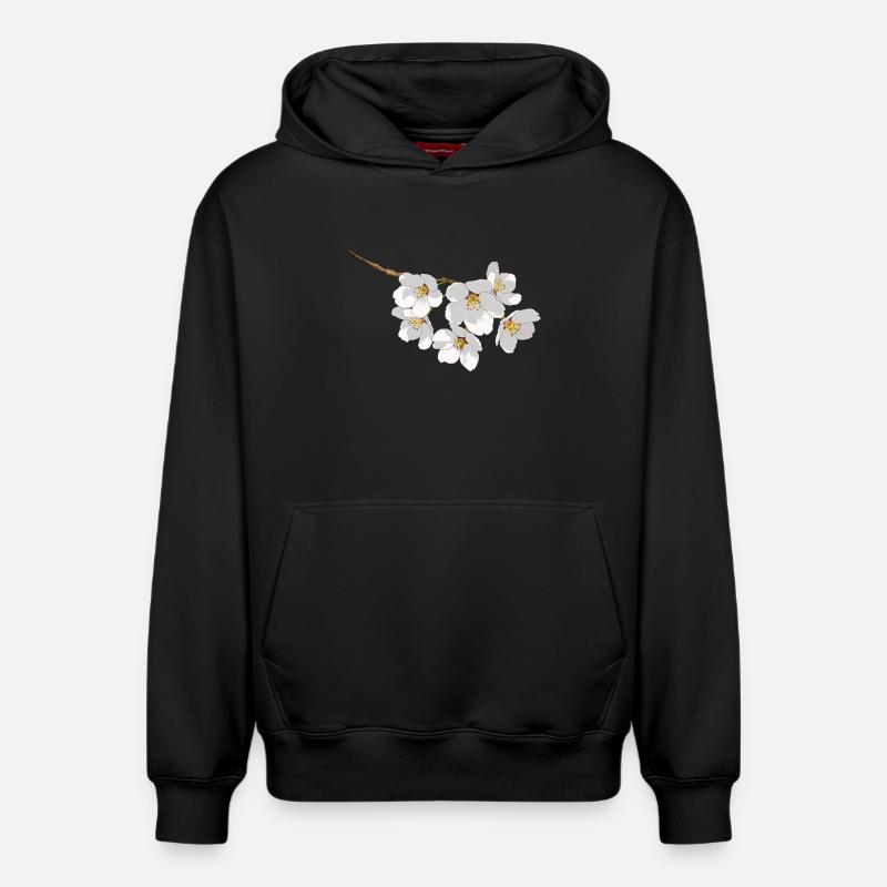 fleurs de cerisier blanc japonais - Sweat à capuche unisexe décontracté en coton biologique – de SPREAD - noir