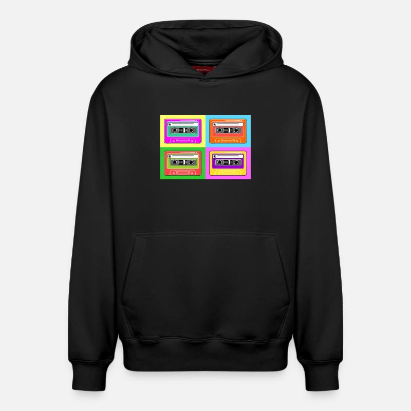Cassette cassette pop art - Sweat à capuche unisexe décontracté en coton biologique – de SPREAD - noir