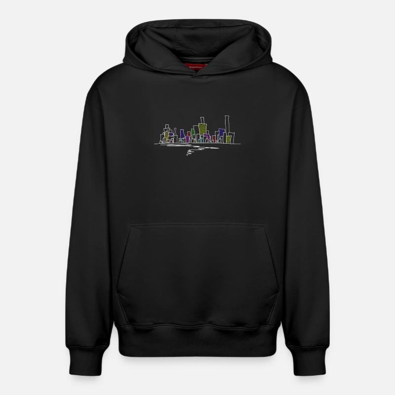 skyline - Sweat à capuche unisexe décontracté en coton biologique – de SPREAD - noir