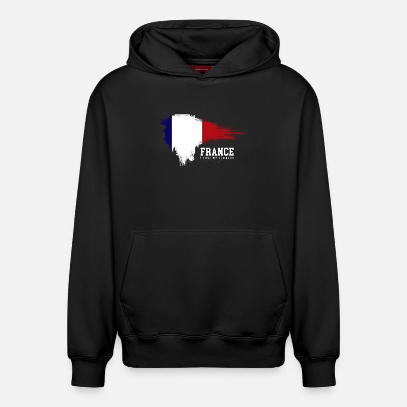 Fierté du drapeau français - Sweat à capuche unisexe décontracté en coton biologique – de SPREAD - noir