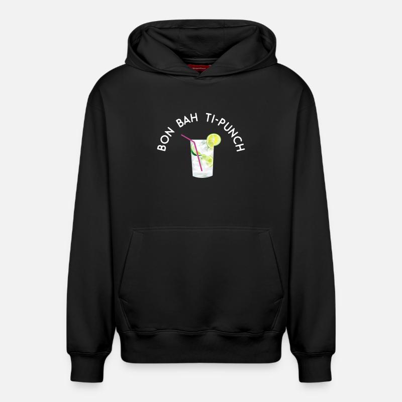 Bon bah Ti-punch - texte blanc - Sweat à capuche unisexe décontracté en coton biologique – de SPREAD - noir