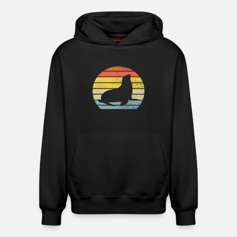 Phoque lion de mer - Sweat à capuche unisexe décontracté en coton biologique – de SPREAD - noir