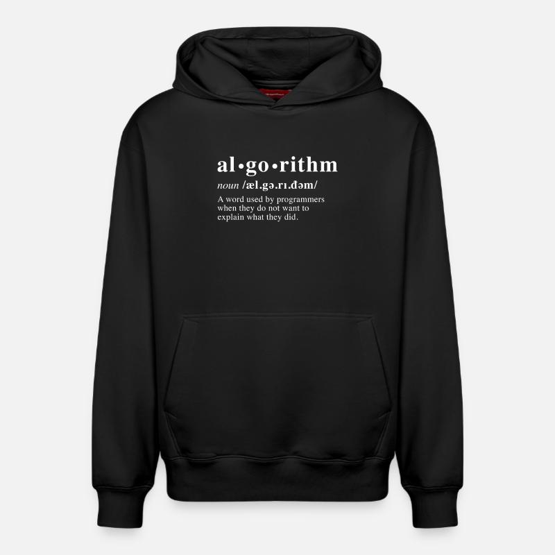 Définition de l’algorithme - Sweat à capuche unisexe décontracté en coton biologique – de SPREAD - noir