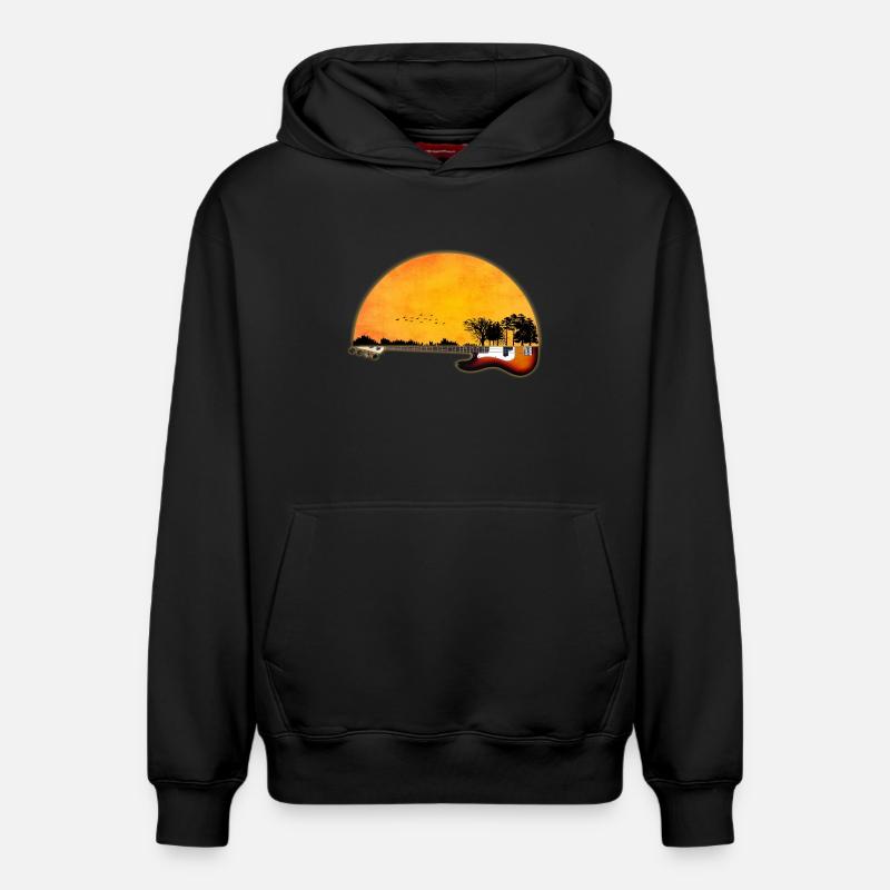 guitare nature - Sweat à capuche unisexe décontracté en coton biologique – de SPREAD - noir