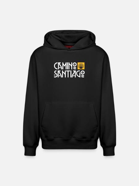 Camino de Santiago | Cammino di Santiago | Refuso Art Deco - Felpa unisex con cappuccio con vestibilità rilassata in cotone biologico – di SPREAD - nero