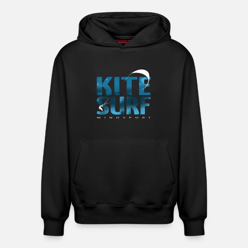 KITESURF 2021 bleu - Sweat à capuche unisexe décontracté en coton biologique – de SPREAD - noir