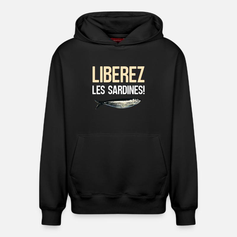 Liberez les sardines - Sweat à capuche unisexe décontracté en coton biologique – de SPREAD - noir