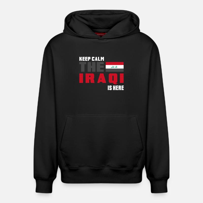 Drapeau Irak Keep Calm - Sweat à capuche unisexe décontracté en coton biologique – de SPREAD - noir