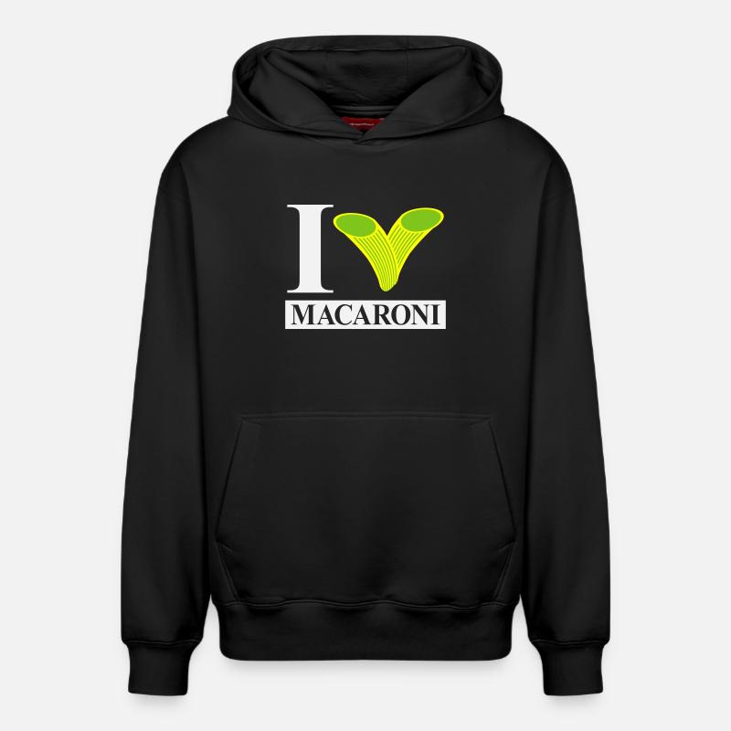 J’adore les macaronis - Sweat à capuche unisexe décontracté en coton biologique – de SPREAD - noir