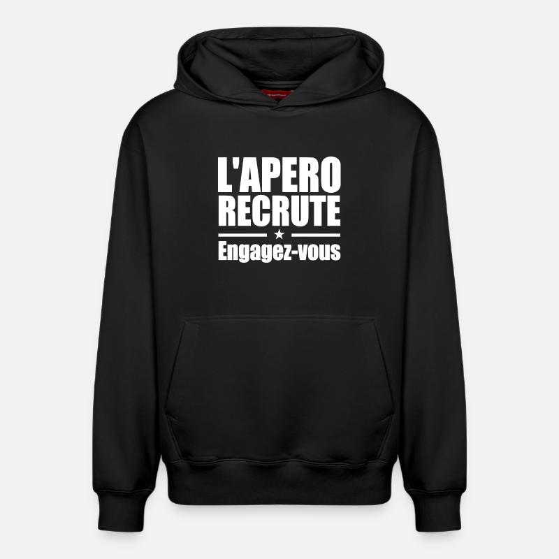 L'apéro recrute Engagez-vous - Sweat à capuche unisexe décontracté en coton biologique – de SPREAD - noir