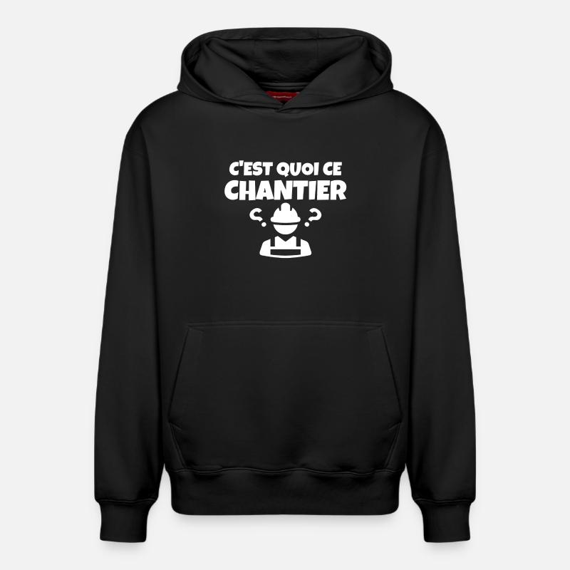 chantier, chef de chantier, construction - Sweat à capuche unisexe décontracté en coton biologique – de SPREAD - noir
