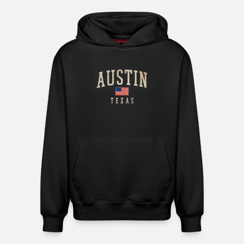 Austin Tx - Sweat à capuche unisexe décontracté en coton biologique – de SPREAD - noir