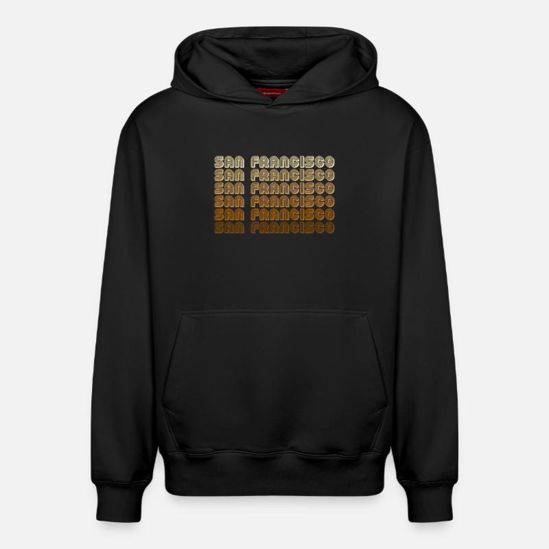 San Francisco Gradient Repeats - Relaxed Unisex Organic Hoodie – von SPREAD - Schwarz