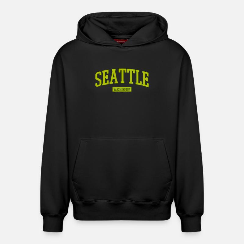 Lettrage Seattle Washington - Sweat à capuche unisexe décontracté en coton biologique – de SPREAD - noir
