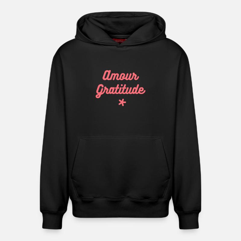Amour & Gratitude - Sweat à capuche unisexe décontracté en coton biologique – de SPREAD - noir