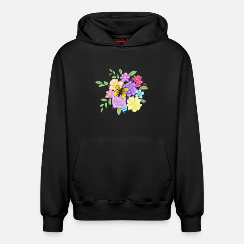 Bouquet de fleurs - Sweat à capuche unisexe décontracté en coton biologique – de SPREAD - noir