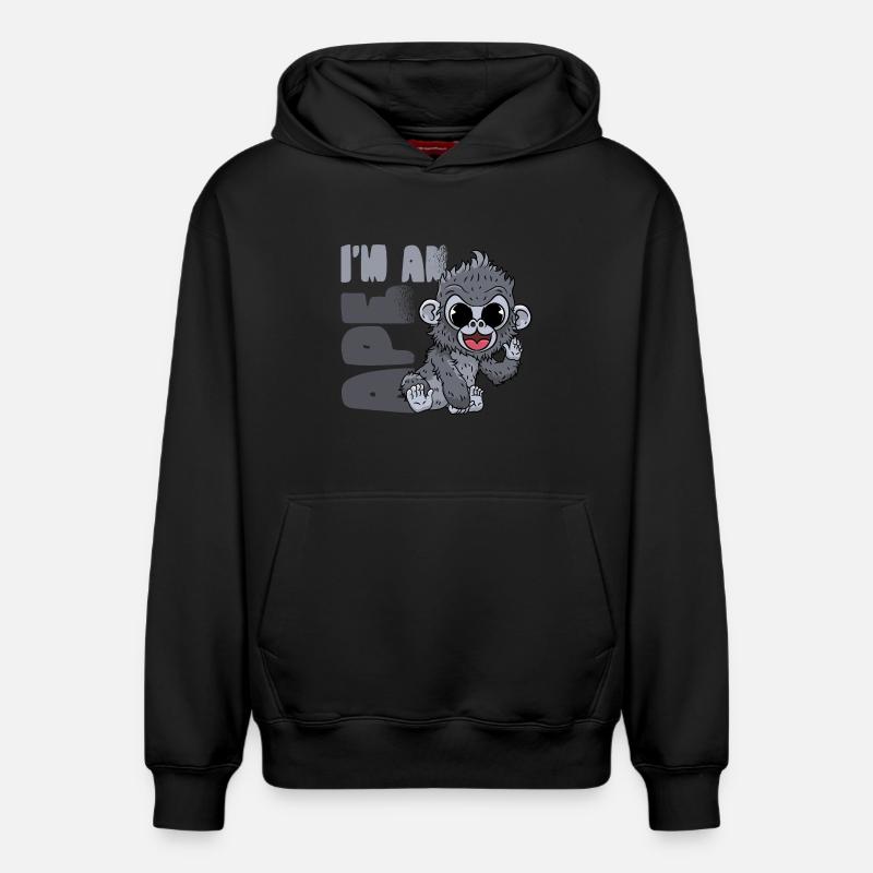 Gorille Singe - Sweat à capuche unisexe décontracté en coton biologique – de SPREAD - noir