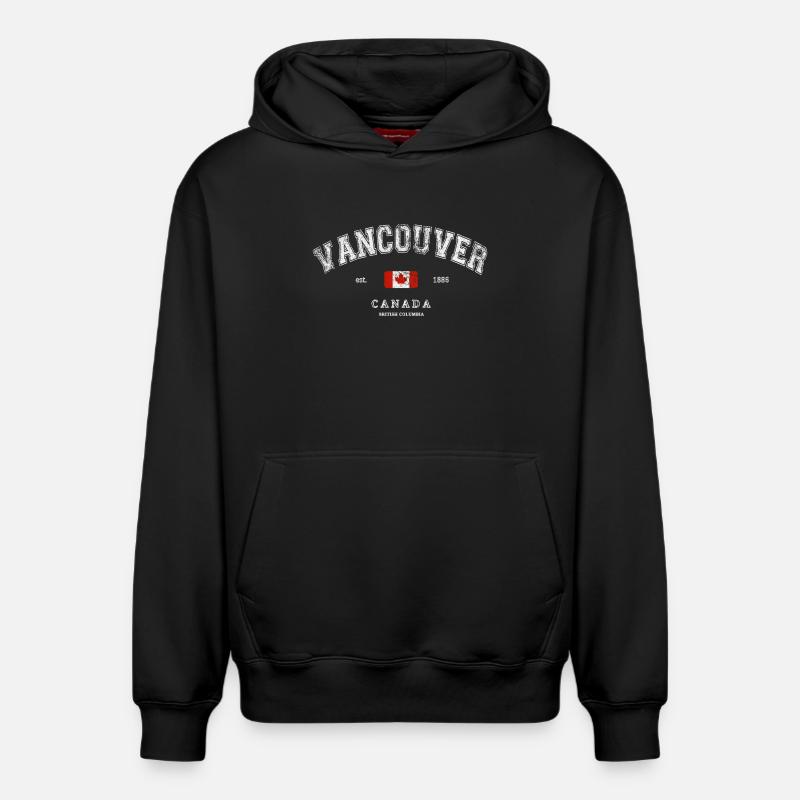 Vancouver Canada - Sweat à capuche unisexe décontracté en coton biologique – de SPREAD - noir