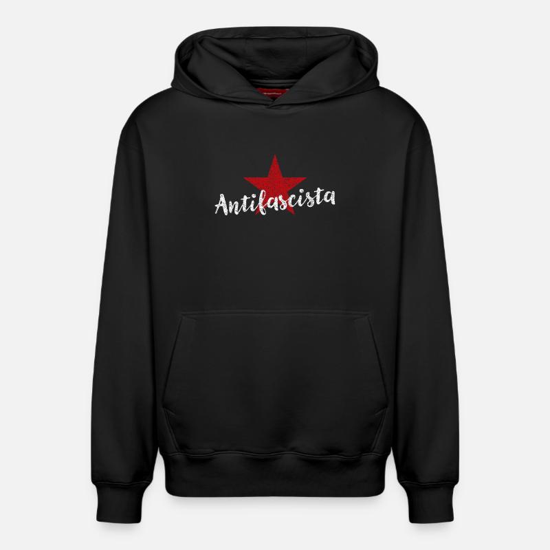 Antifasciste - Sweat à capuche unisexe décontracté en coton biologique – de SPREAD - noir