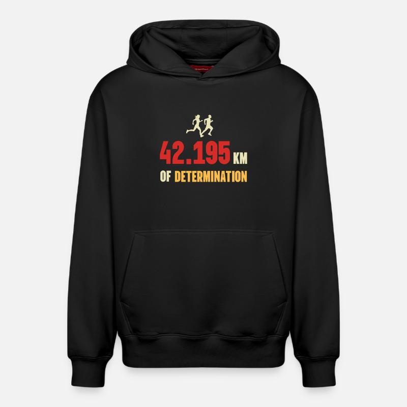 Marathon - 42,195 km de détermination - Sweat à capuche unisexe décontracté en coton biologique – de SPREAD - noir