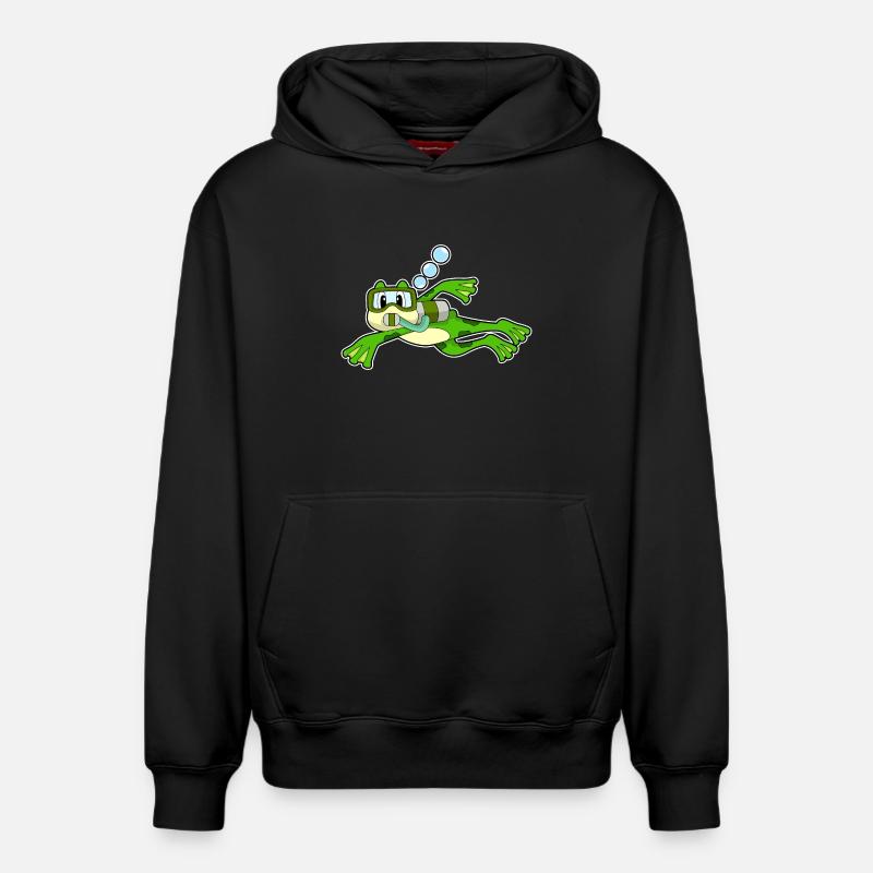 Bouteille d’oxygène Frog Diver - Sweat à capuche unisexe décontracté en coton biologique – de SPREAD - noir