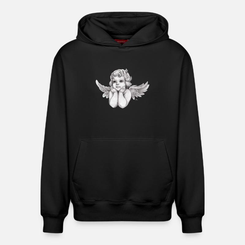 Petit ange chérubin rêveur - Sweat à capuche unisexe décontracté en coton biologique – de SPREAD - noir