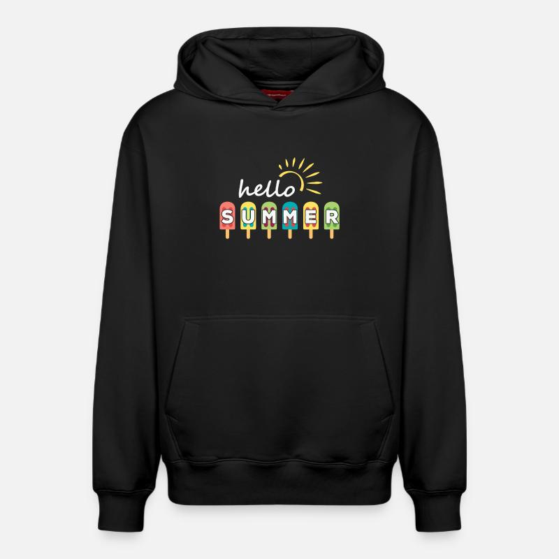 summer, hello summer, vacances d'été - Sweat à capuche unisexe décontracté en coton biologique – de SPREAD - noir