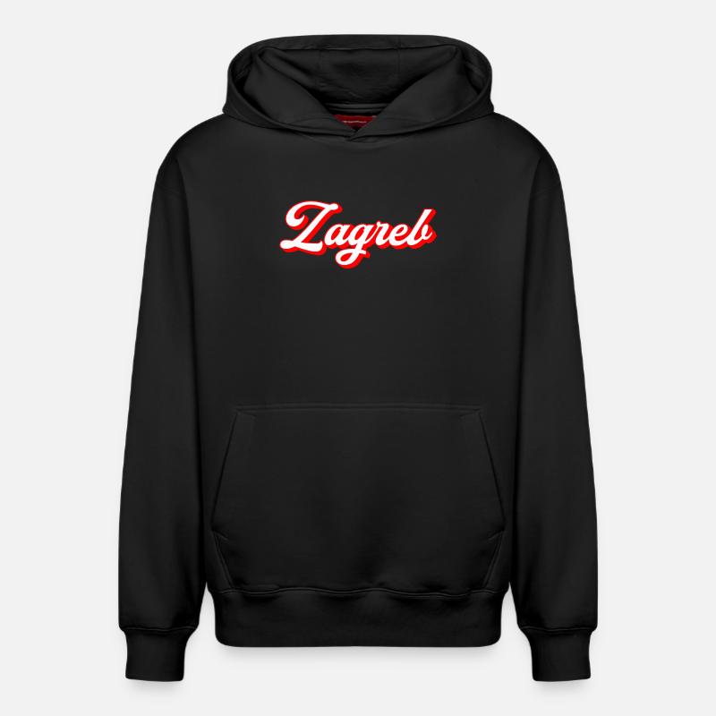 Zagreb Script Rétro - Sweat à capuche unisexe décontracté en coton biologique – de SPREAD - noir