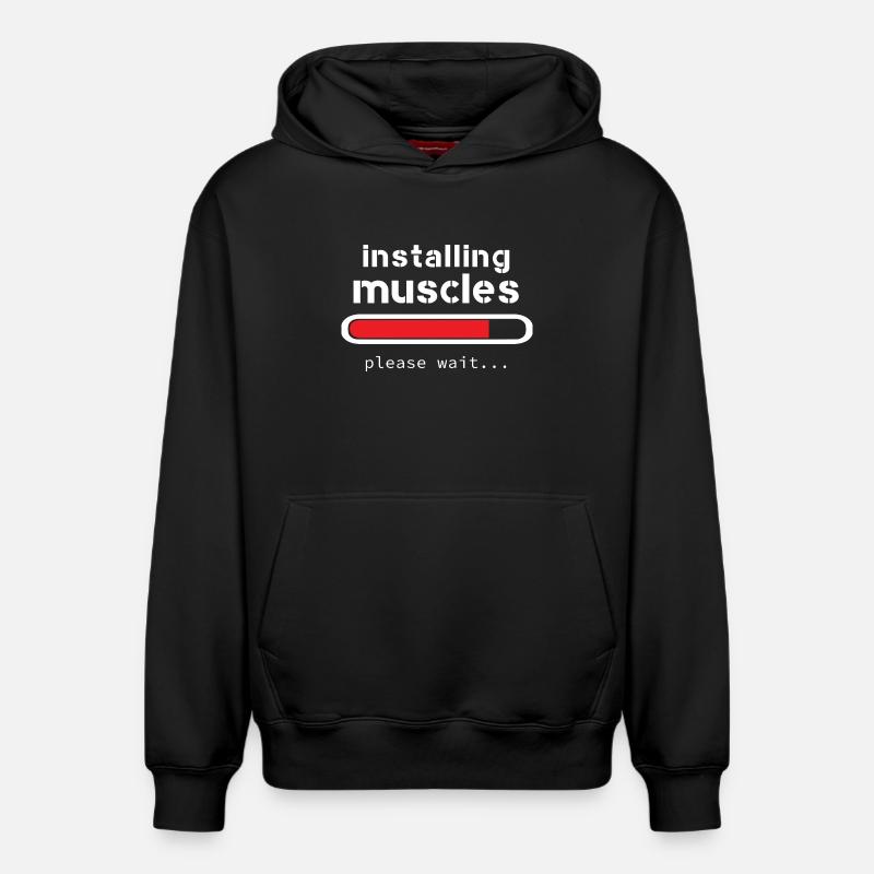installing muscles - Sweat à capuche unisexe décontracté en coton biologique – de SPREAD - noir