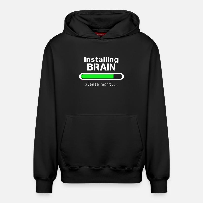 Installing Brain - Sweat à capuche unisexe décontracté en coton biologique – de SPREAD - noir