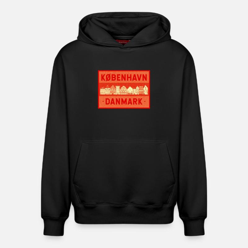 Copenhague - Danemark - Sweat à capuche unisexe décontracté en coton biologique – de SPREAD - noir