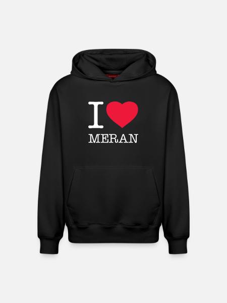 I LOVE MERANO - Relaxed Unisex Organic Hoodie – by SPREAD - black