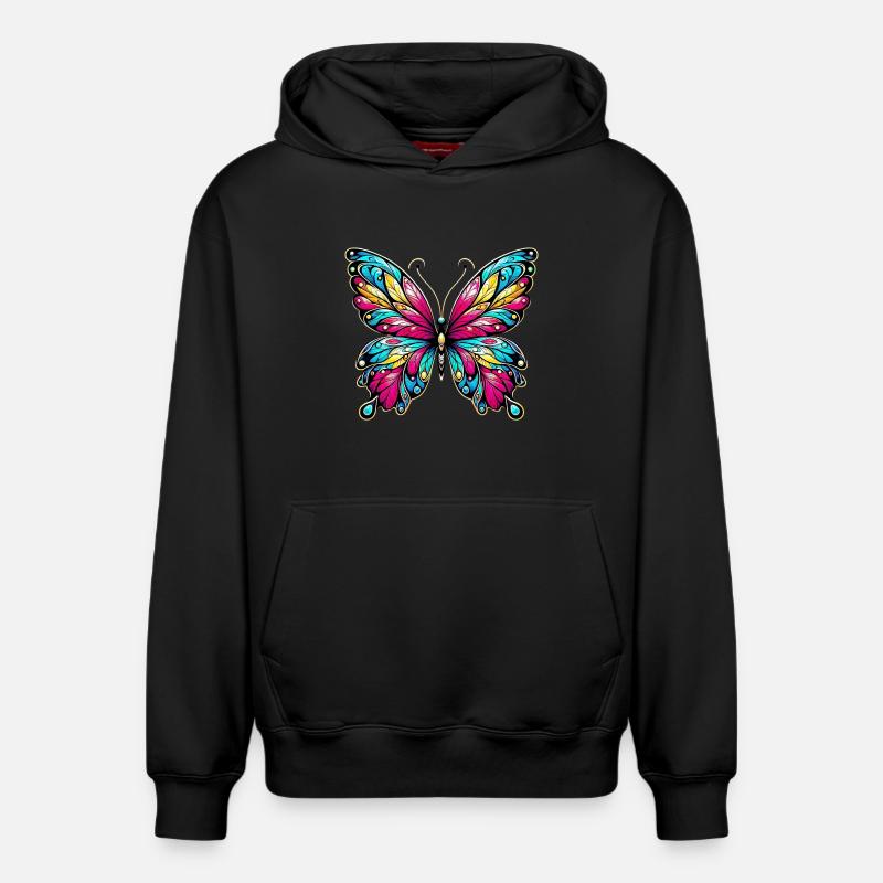 Papillon - Sweat à capuche unisexe décontracté en coton biologique – de SPREAD - noir