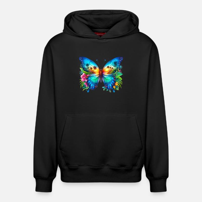 Papillon - Sweat à capuche unisexe décontracté en coton biologique – de SPREAD - noir