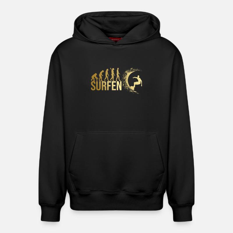 Evolution Surfen - Relaxed Unisex Organic Hoodie – von SPREAD - Schwarz
