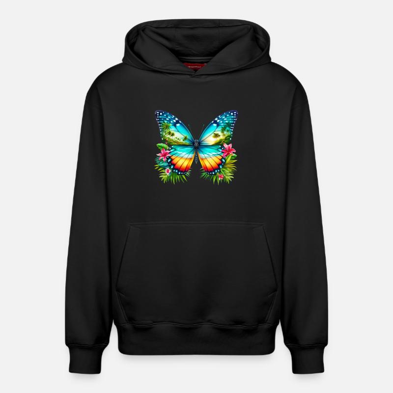 Papillon - Sweat à capuche unisexe décontracté en coton biologique – de SPREAD - noir