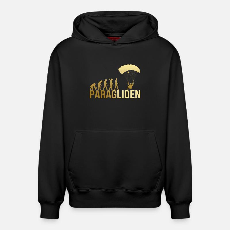Evolution Paragliden - Relaxed Unisex Organic Hoodie – von SPREAD - Schwarz