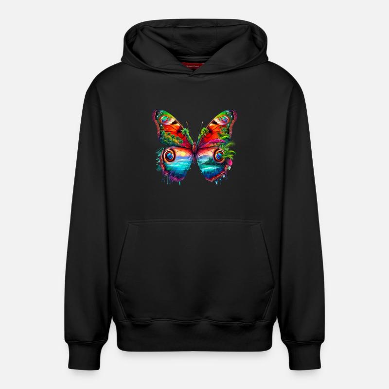 Papillon - Sweat à capuche unisexe décontracté en coton biologique – de SPREAD - noir