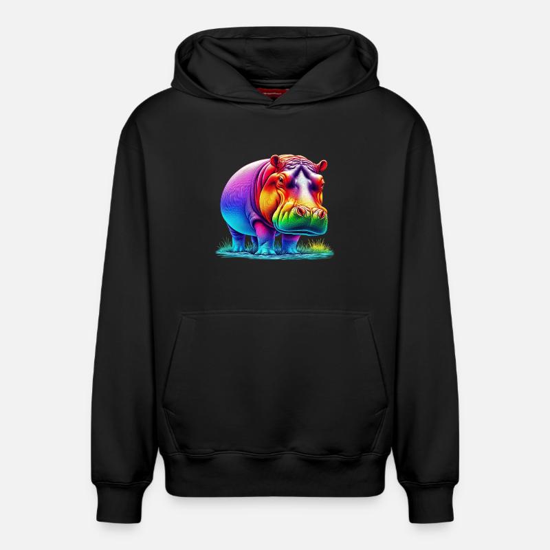 Hippopotame - Sweat à capuche unisexe décontracté en coton biologique – de SPREAD - noir